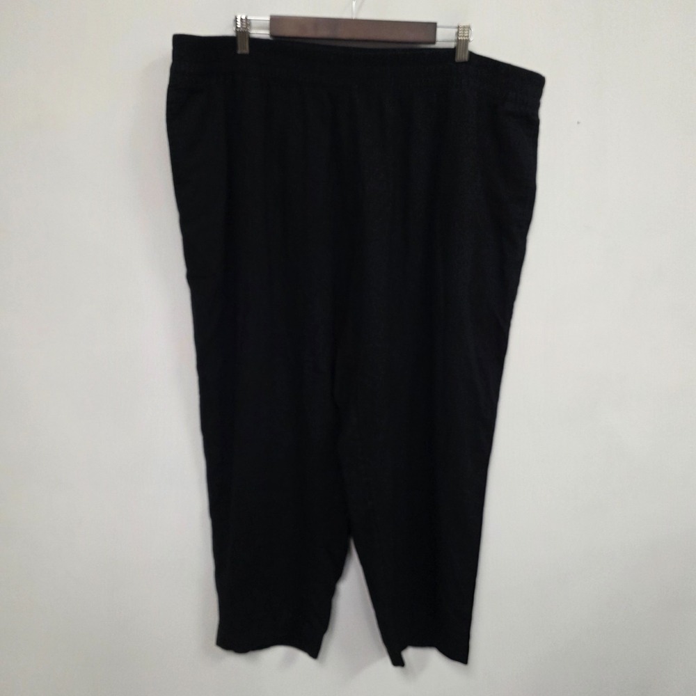 Old Navy High Rise Straight Linen Blend Pants Size 2X Black‎ Ankle Pockets Beach